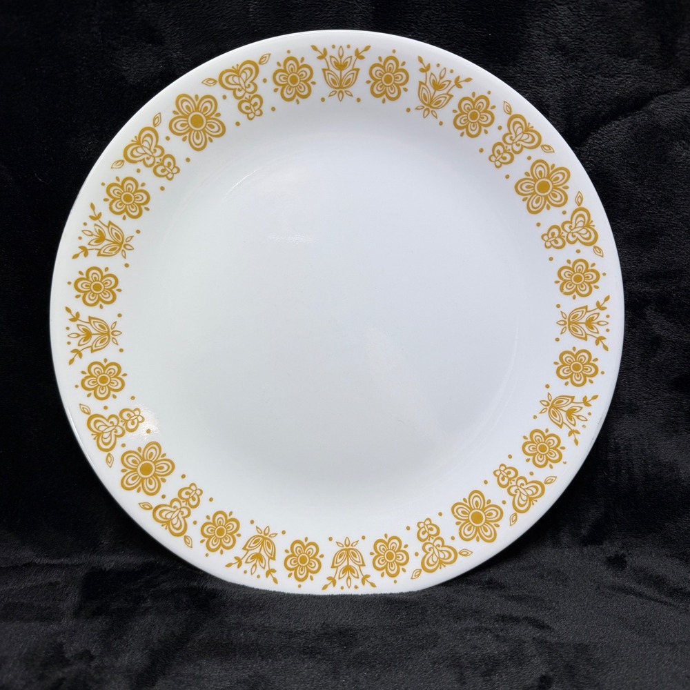 Vintage Corelle Butterfly Gold 10.25 Dinner Plate Corning USA Vitrelle MCM 70s